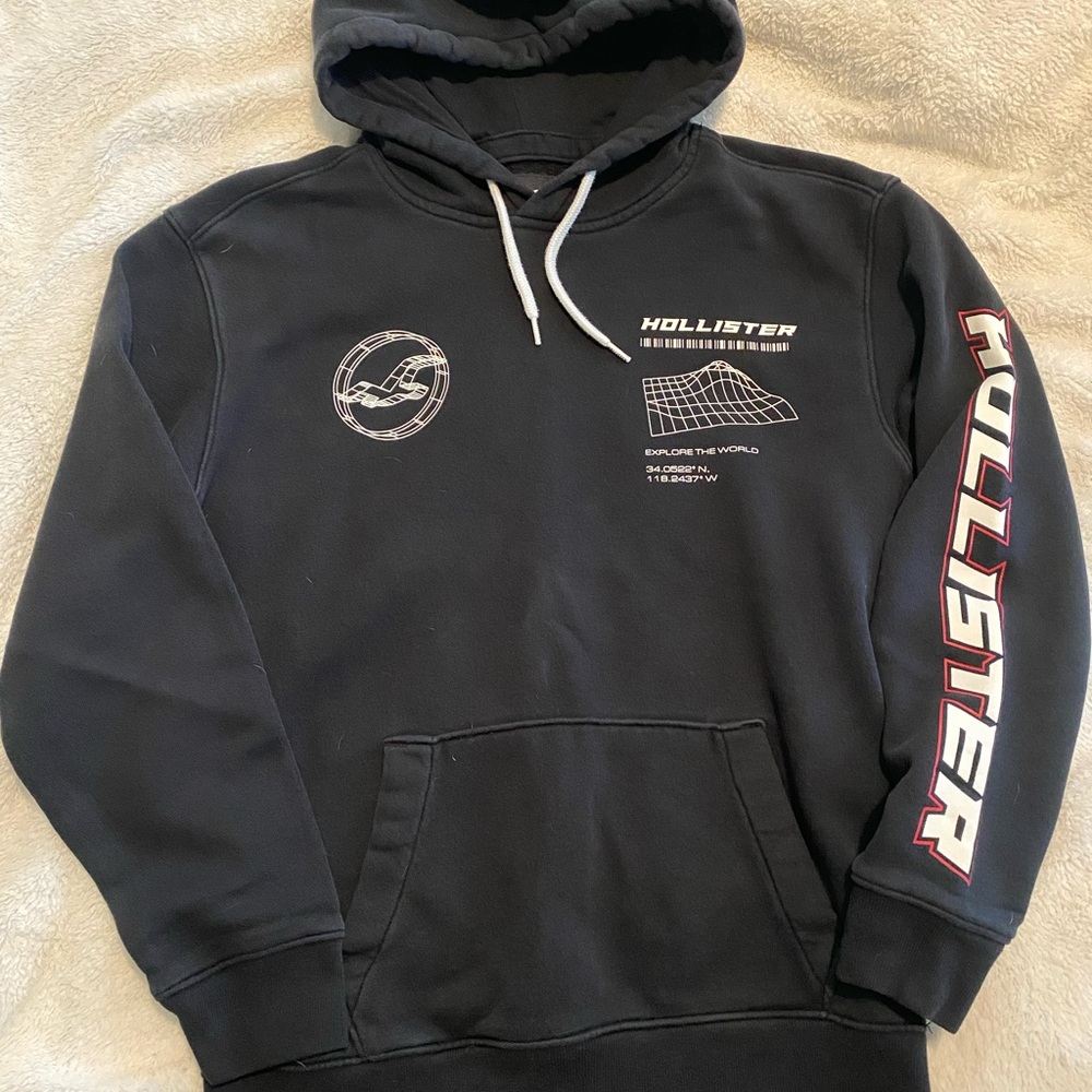 Hollister Black Graphic Hoodie for Men